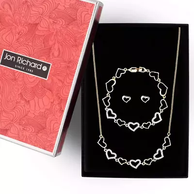 Buy Jon Richard Pave Silver And Gold Heart Jewellery Set Necklace, Bracelet,earrings • 16.49£