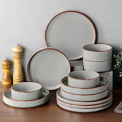 Buy Vancasso Dinnerware Set 36pc Dining Set Soup Plates Bowls Black Grey For 12 • 149.99£