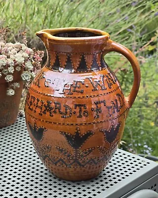 Buy Vintage Carole Glover Studio Pottery Slipware Earthenware Jug - 22cm Tall • 75£