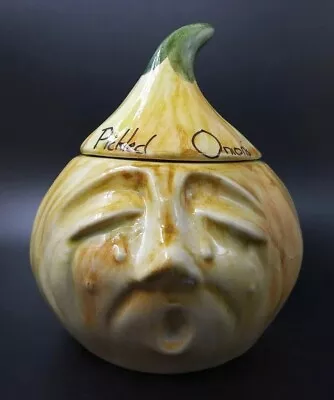 Buy Vintage Pickled Onion Jar, Crying Face, Yellow/Green, Toni Raymond Pottery • 12.95£