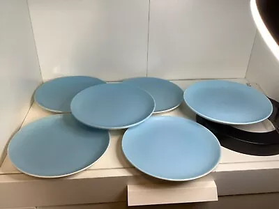 Buy VINTAGE. POOLE POTTERY Twin Tone. Sky Blue. Six Side Plates. Small. Set. 7” Dia. • 16£