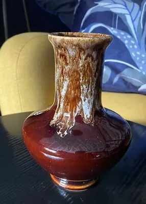 Buy Vintage | Kingston Pottery Hull Brown Lava Dripware Vase | Small Vase Drip Vase • 14.50£
