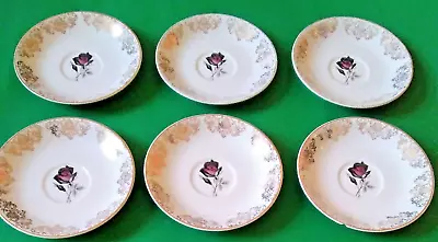 Buy 6 X Alfred Meakin Vintage Tea Plates Roses Pattern (With Chip On One Saucer) • 8£