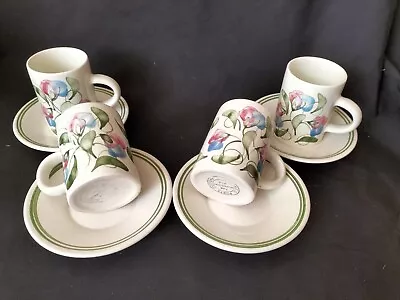 Buy Vintage Cinque Ports Pottery The Monastery Rye 4 Coffee Cups Saucers Sweet Pea • 24.99£