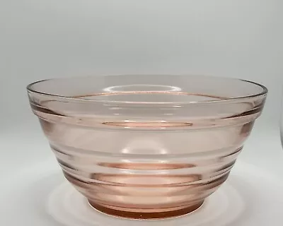 Buy MiXING BOWL PINK DEPRESSION 4  H VINTAGE Glass 7.5” D Bowl W/Horizontal Rings • 11.09£