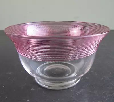Buy Vintage Cranberry Glass Bowl - Threaded Bowl • 14£