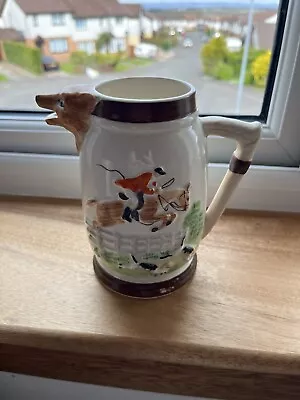 Buy Vintage  Portland Pottery  Brown Hunting Jug Fox Spout Height 16cm • 15£