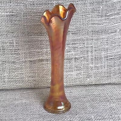 Buy Vintage Imperial Carnival Glass Orange  Bud Vase • 10£