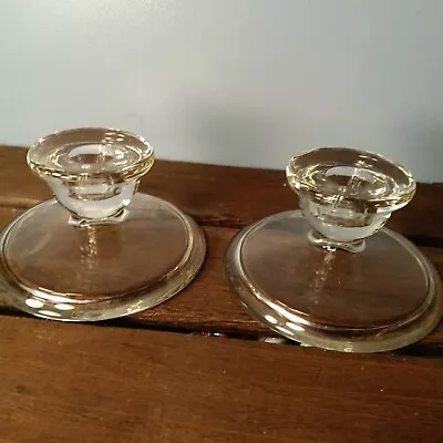 Buy Vintage Clear Glass Taper Candlestick Holders, Set Of 2, 3  Tall, 5  Base, Heavy • 11.18£