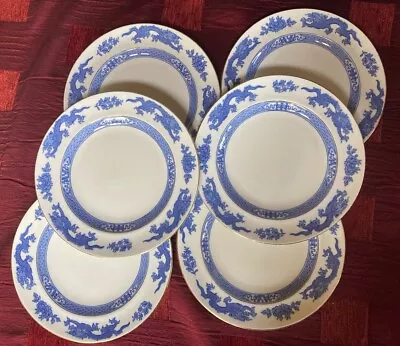 Buy Cauldon Blue And White Dragon Pottery 8  Plates X 6 VGC Early 20th-Century China • 6£