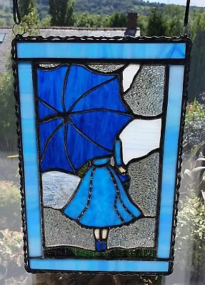 Buy Stained Glass Lady/girl With Umbrella Panal Suncatcher.New  • 74.99£