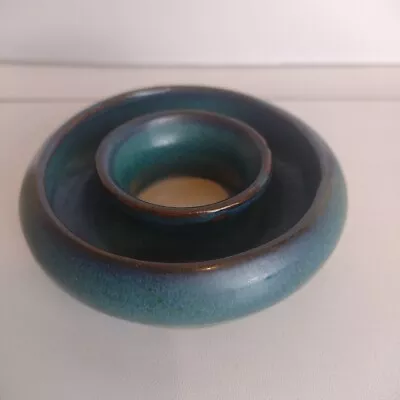 Buy Vintage Blue Mountain Pottery Circular 4  Posy Ring Vase Flower Arranging Green • 14.99£