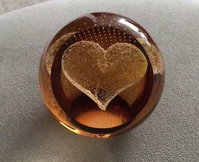 Buy Caithness Heart Of Gold Glass Paperweight Scotland Quality Pristine 2.5 Inch • 2.99£