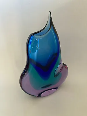 Buy Vintage CZECH Hand Blown Mid Century Glass Vase Signed Very Unique • 163.09£
