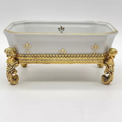 Buy French Sèvres Unique Fine Porcelain Dish In Bronze Gilded Ormolu Stand Orig. • 186.37£
