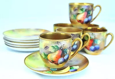 Buy Vintage Set Meito Fruit China Tea Cups & Saucers, Hand-Painted In Japan C. 1920s • 69£