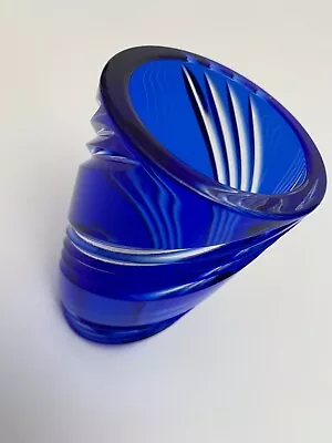 Buy Vintage Cobalt  Blue , Cut Design , French Crystal Tumbler/ Vase 5 1/8  • 41.94£