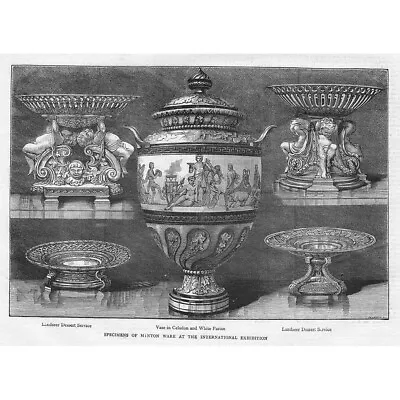 Buy INTERNATIONAL EXHIBITION Specimens Minton Ware - Antique Print 1871 • 9.99£