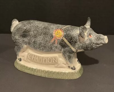 Buy VTG Rye Pottery Black Dark Gray Champion Pig 1st Place! Signed, Made In England • 44.02£