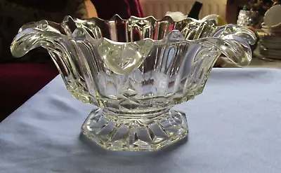 Buy Art Deco Heavy Clear Shaped Glass Fruit Bowl/trifle • 17.99£