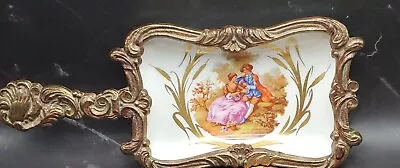 Buy Antique Sevres Porcelain Dish W/Fragonard Hand Painted Scenery In Gold & Bronze • 154.04£