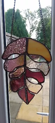 Buy Large Handmade Stained Glass Leaf/Cathedral Glass Sun Catcher Purple Mix Bnwot • 15£
