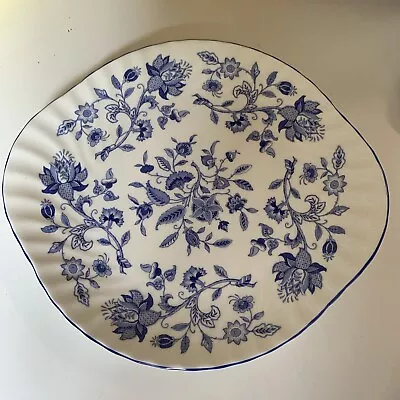 Buy 1997 Vintage Minton Hardwick Pattern Handled Serving Cake Plate Blue Flowers • 18£