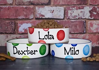 Buy Dog Bowl Medium 20cm Personalised Ceramic Pet Bowl Hand Painted Dog Feeder Dish • 17.99£