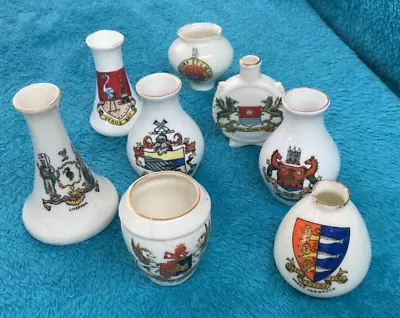 Buy Vintage Crestware Lot Minature Urn Pots Bottle X8 All Different Crests Of UK • 20£