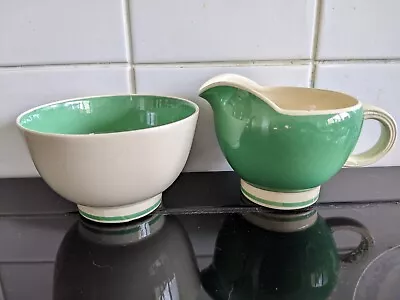 Buy RARE 1930's (DECO) SUSIE COOPER FALCON SHAPE - MILK JUG AND BOWL. GREEN & CREAM • 15£