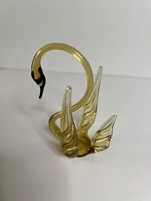 Buy Small Vintage Glass Swan Ornament Art Glass Yellow  Trinket Dish (S) • 5.97£