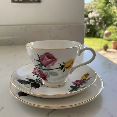 Buy Royal Grafton Bone China Trio Red/pink And Yellow Rose Design • 4.99£