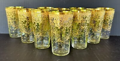 Buy Antique Moser Glass (10) Juice Tumblers 3.75  Green Gold Glit Bohemian Czech • 465.97£