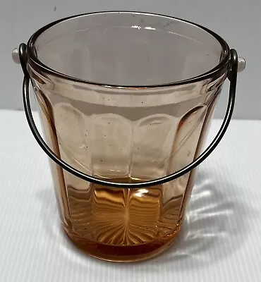 Buy Vintage Pink Depression Glass 6  Ice Bucket MCM Barware W/Handle • 32.57£
