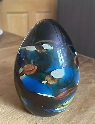 Buy Mdina Art Glass Egg Shaped Paperweight Multi Coloured Maltese 11 In • 6£