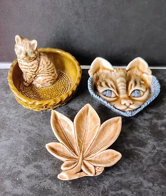 Buy Wade Ceramics-3 Items Cat In Basket/cat Face Dish  Leaf Dish • 6£
