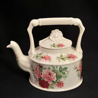 Buy Arthur Wood Teapot Pink Red Roses Embossed W/Flower Finial 2003+ Pattern 6304 • 56.83£