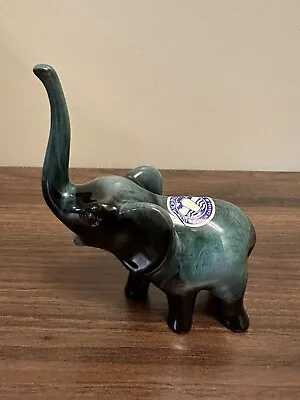 Buy Vintage Elephant Figurine Statue Blue Mountain Pottery Green Glazed • 13.07£