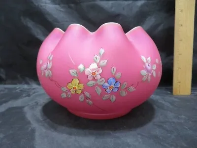 Buy Vintage Fenton Satin Rose Bowl Signed Curtis Raspberry Hand Painted 4 1/4  Tall • 27.95£