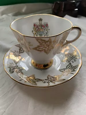 Buy Vintage Royal Windsor Fine Bone China Cup And Saucer- Made England- Canada Crest • 10£