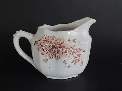 Buy Antique Colonial Pottery Stoke England May Pattern Brown Transferware Gravy Jug • 23.29£