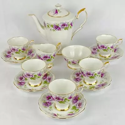 Buy Vintage Royal Standard 'Violetta' Coffee Pot, Sugar Bowl, Jug, 5 Cups & Saucers • 80£
