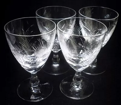 Buy Set Of 4 Edinburgh Crystal THISTLE EDI13 Sherry Wine Glasses 4 H (signed) • 14.99£