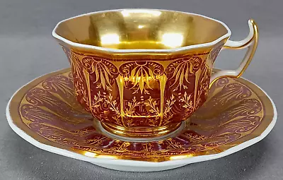 Buy KPM Berlin Hand Painted Gold Floral & Purple Luster Tea Cup & Saucer Circa 1830s • 462.91£