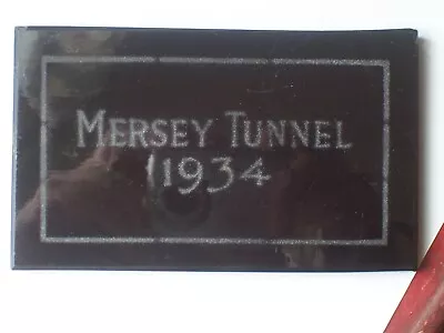 Buy Vintage Etched Glass Panel /paperweight     Mersey Tunnel 1934 Liverpool • 22.99£