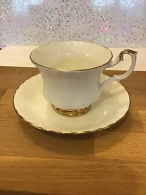 Buy Royal Albert Val D’or White Gold Trim Bone China Cup + Saucer SEE DESCRIPTION • 4.99£