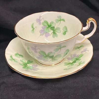 Buy Adderley Teacup And Saucer English Fine Bone China Shamrock • 27.95£