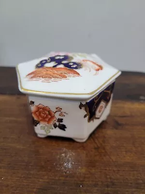Buy Vintage Wedgewood Imari Style Bone China Hexagonal Trinket Box Floral • 9£