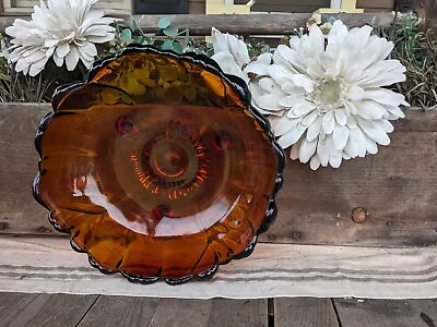 Buy Vintage 70's Indiana Glass Amber Sunflower 11.5  Serving Fruit Bowl Centerpiece • 20.50£