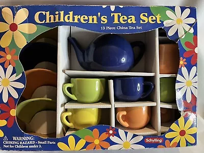 Buy Schylling Children's Tea Set 13 Piece China Tea Cup & Saucer Play Set Ceramic • 13.94£